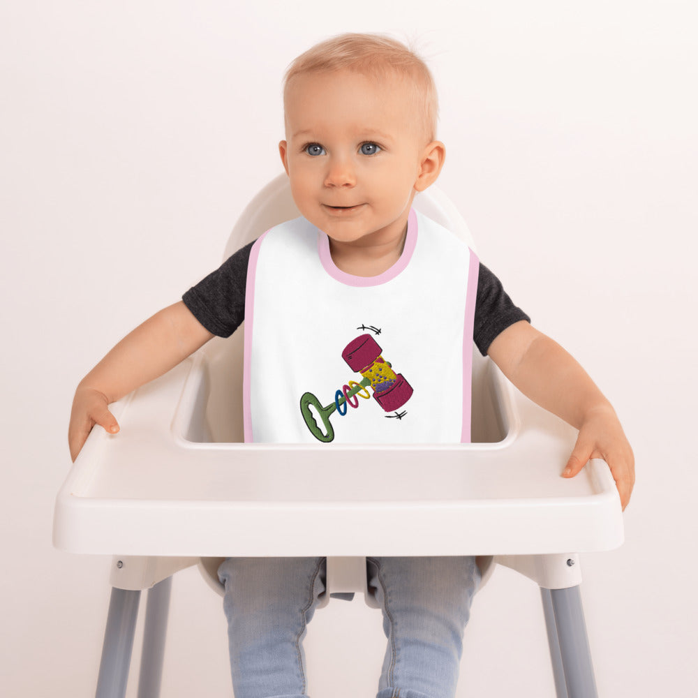 "Gavel-Rattle" Embroidered Baby Bib